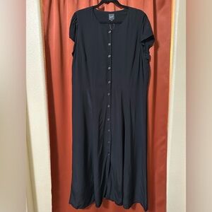 NWT Gap Black Button Front Cap Sleeve Maxi Dress Womens Size 20 Plus Size